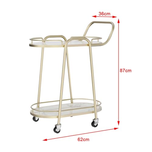Carrito de cocina blanco con ruedas y 2 niveles de barra móvil 3