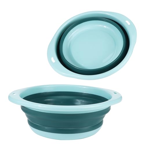 JSMTKJ Lavabo Plegable Portátil Cuenco de Silicona Barreño Palangana Plegable Multifuncional Forma Redonda Fregadero Plegable para Lavavajillas, Camping, Senderismo
