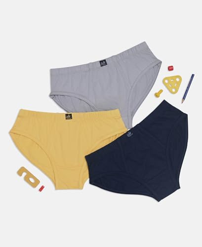 Image of Jockey 3035 Boys Super Combed Cotton Solid Brief with Ultrasoft Waistband (Pack of 3, Colors & Prints May Vary)