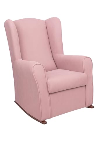 HOME DESIGN & CONFORT® Sillón Orejero Balancín Viena con Tela Antimanchas para Dormitorio, Salón, etc | Mecedora Orejera Fabricado en España (Rosa Palo)