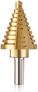 ZELCAN 10 Sizes Titanium Step Drill Bit, 1/4 to 1-3/8 Inches High Speed Steel Drill Cone Bits for Sheet Metal Hole Drilling Cutting, HSS Multi Size Hole Stepped Up Unibit for DIY Lovers Electrician