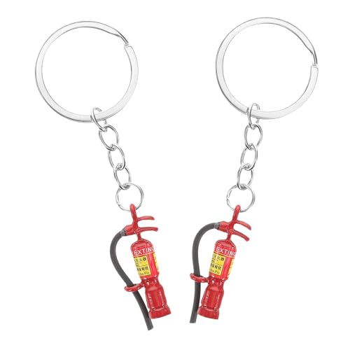 PRETYZOOM Porte-Clés Extincteur 2 Pièces Pendentif Pompiers Mini Extincteur Suspendu Décor Cadeau Pompier Fonctionnel Alliage Zinc 3.15X1.18X0.39In