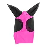 1pc Prevent Fly Stretchy Knitted Mesh Mask Breathable Ear Masks Protector Horse Riding Equestrian Equipment for Horse(Red)
