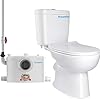 800Watt Upflush Toilet with Pump for Basement, High Power Macerating Toilet, Two Piece Dual-flush Tank, 4 Inlets/2 Outlets Macerator Grinder Sewage Pump, 36ft Head Lifting, CEC Approved