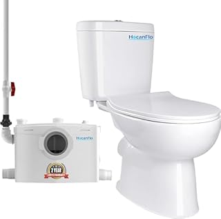 800Watt Upflush Toilet with Pump for Basement, High Power Macerating Toilet, Two Piece Dual-flush Tank, 4 Inlets/2 Outlets Macerator Grinder Sewage Pump, 36ft Head Lifting, CEC Approved