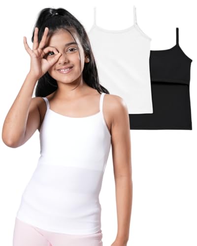 Image of Lily Chic Lightly Padded Camisole for Girls | Ages 8-16 Yrs | Soft Cotton Slips | Covers Nipple Buds | Perfect Under Uniforms & Top | Pack of 2