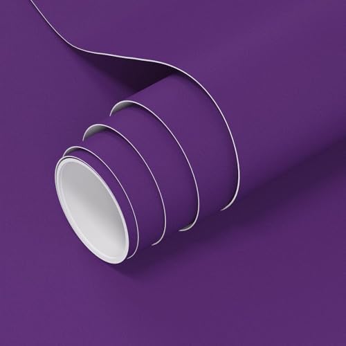 Image of Dark Purple Solid Wallpapaer Peel & Stick Contact Paper Self Adheisve Vinyl Wallpaper Removable Vinyl Wallpaper Decorative Kitchen Cabinet Furniture Countertop 16 x 96 Inch