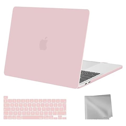 MOSISO Compatible with MacBook Pro 13 inch Case 2023 2022 2021-2016 Release M2 M1 A2338 A2289 A2251 A2159 A1989 A1706 A1708, Plastic Hard Shell Case & Keyboard Cover Skin & Wipe Cloth, Rose Quartz Cover