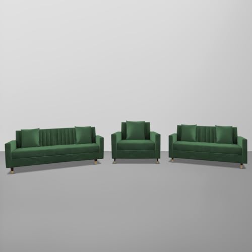 Image of Casaliving Garcia 3+2+1 Seater Sofa Set for Living Room (Green Colour) Premium Fabric Sofa