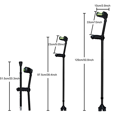 Stampella per avambraccio per adulti, stampella pieghevole con polsino aperto con luci a LED, stampella in alluminio leggera regolabile nera per adulti e bambini con altezza 150-196 cm Keep it in