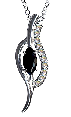 HALSKETTE mit Anhänger/Echt Silber 925 mit Zirkonia/Jugendstil Collier/Steinfarbe: klar weiss schwarz/Online Shop Schmuck kaufen / 54038