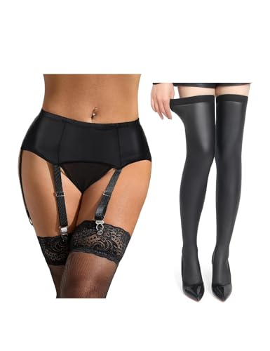 Porte-jarretelles noir extensible XL et bas similicuir souple grande taille 3XL 5XL