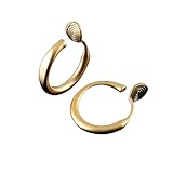 Set Pendientes Aro Oro Mate Vintage, Diseño Clip Sin Agujero, Apto para Piercing de Cartílago, Ceja y Labio, Estilo Unisex(Gold set,Unpierced ears)