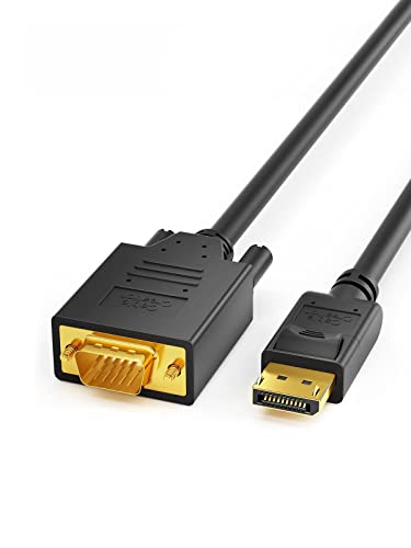 CableCreation 6ft DP to VGA Cable, Black, Supports 1080P@60Hz, Connects DisplayPort Devices to VGA Monitors, Displays, or Projectors