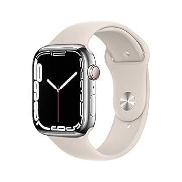 Apple Watch Series 7 (GPS + Cellular), Caixa em aço inoxidável prateado de 41 mm com Pulseira esportiva luz das estrelas