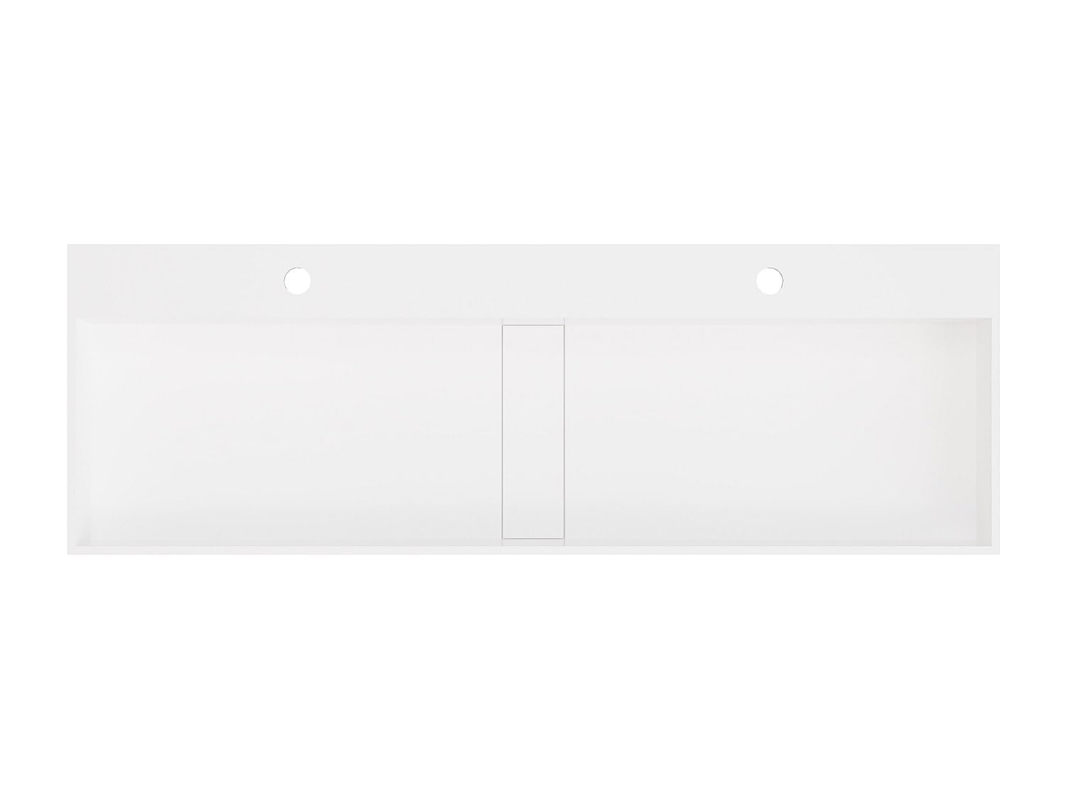 Vente-unique - Lavabo suspendido Yamdrok - L 120cm x A 40cm x H 15cm - superficie sólida - blanco
