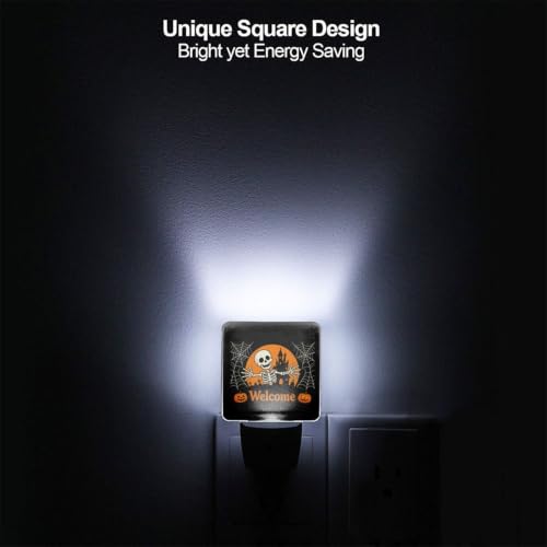 Image of Halloween Skull House Night Pumpkin LED Plug-in Night Light 2 Piece Set for Corridors