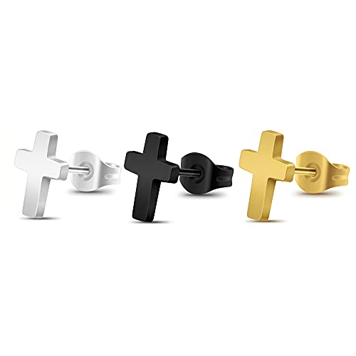 Unisex Simple Tiny Cross Stud Earrings Stainless Steel Body Piercing Jewelry Earrings4