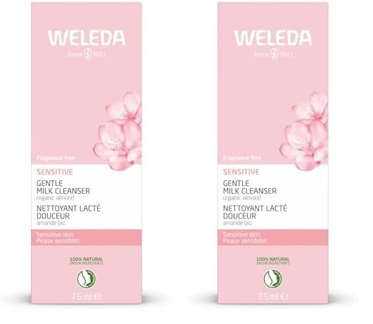 WELEDA Bio Mandel Sensitiv Reinigungsmilch, sanfte porentiefe Naturkosmetik Reinigung für sensible Haut im Gesicht, geeignet für Neurodermitiker und schonende Entfernung von Make-up (1 x 75 ml)