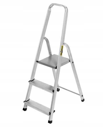 DRABEST 3 Step Ladder Folding - Aluminum Folding Ladder - Ladder with Work Platform - Stepladders 3 Tread - Capacity 125 KG - Multi-Purpose Ladders - 40 x 121 x 12 cm โ image 1