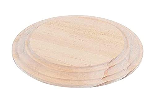 INNSPIRO Peana de madeira de pinho maciço redonda de altura 1,5 cm. In. 8 cm. sup. 6 cm. Alto 1,5 cm. Base de madeira para pintar, decorar e fazer artesanato.
