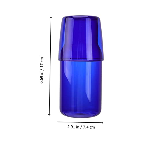 Set de vaso y botella de agua azul de vidrio borosilicato miniatura 7