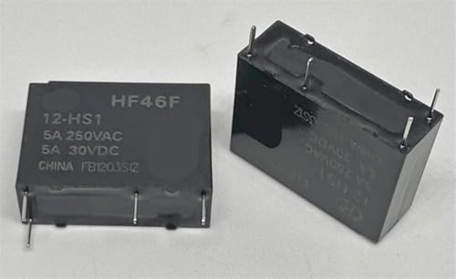 Relé HF46F 12-HS1 de 4 pines PC para control electrónico en placas de circuito