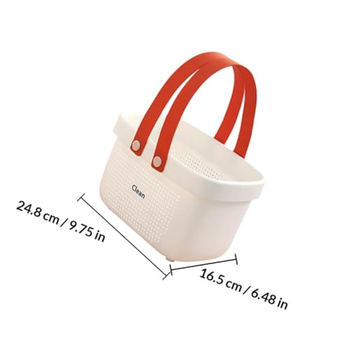 IWOWHERO Hollow-out Portable Bath Basket with Handle, Small Orange-white Handheld Shower Caddy for Bathroom Toiletry Storage and Household Organization - Thumbnail 2