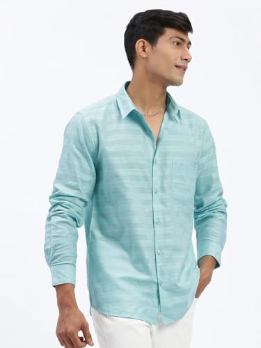 Image of SHOWOFFFF Men Solid Casual Shirt | Spread Collar Full Sleeves Cotton Shirt for Mens | Slim Fit Regular Length Shirt for Men's