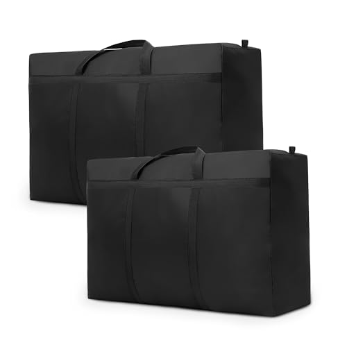 2 bolsas de almacenamiento supergrandes de 180 L, Oxford 600D, resistentes con asa, con cremallera, bolsa de almacenamiento XXL, para edredones, ropa de cama y almohadas(180L)