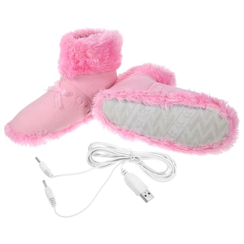 Chaussures chauffantes USB rose en peluche, le cadeau réconfortant de l'hiver