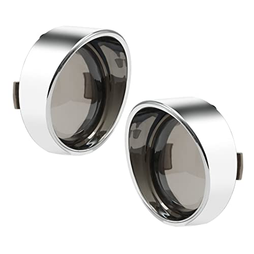 Pbymt 4Pcs Smoke Turn Signal Lens Cover 2" Bullet Visor-Style Chrome Bezels Compatible For Harley Davidson Dyna Street Glide Road Softail Custom Cruiser 2000-2023 #TOP2