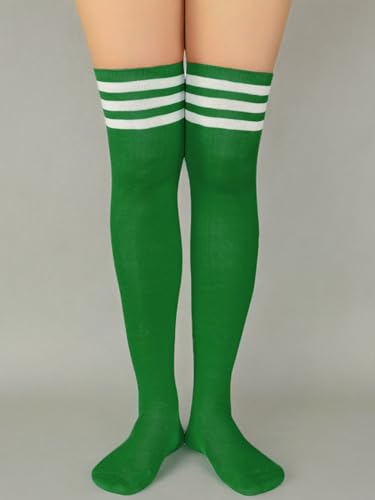 Image of Century Star Thigh High Socks Striped Extra Long Tube for Women Over the Knee Athletic Sports Socks Plus Size Stockings