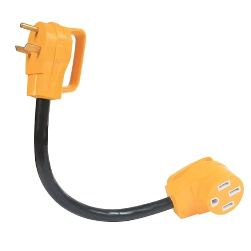 Camco PowerGrip Camper/RV Dogbone Electrical Adapter | Features 30-Amp Male (NEMA TT-30P) and 50-Amp Female (NEMA 14-50R) Ends | Rated for 125V/3750W (55185)