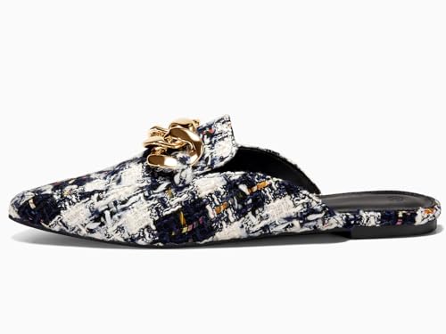 Image of Juliet Holy Womens Mules Flats Pointed Toe Backless Loafers Slip on Metal Chain Slides