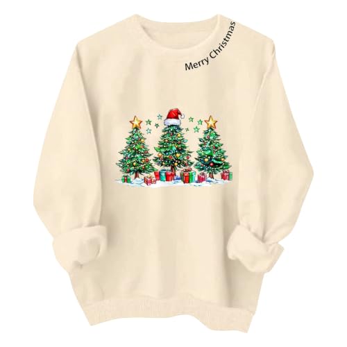 Christmas Sweatshirt for Women Xmas Tree Graphic Holiday Pullover Tops - image 4