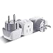 Ceptics CT-9 USA to Schuko Germany, France, Russia Travel Adapter Plug - Type E/F (3 Pack) - Dual Inputs - Ultra Compact (Does Not Convert Voltage)