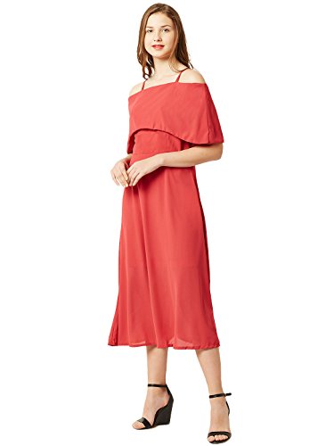 Image of Miss Chase Women's Pink Off Shoulder Midi Skater Dress