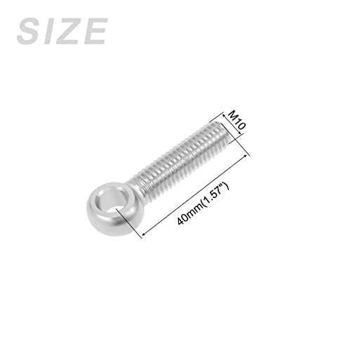 Image of METALLIXITY Shoulder Swing Lifting Bolt (M10x40mm) 2Pcs, 304 Stainless Steel Eye Bolts - for Home Renovation, Pipeline Gate Valves Fasteners, Silver
