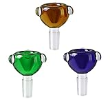 3pcs Glass Decorative Craft Bowl, Handmade Glass Bottle Funnel Bowl, Art Craft Ornaments Supplies (Amber,Dark Blue and Green, 14 mm)
