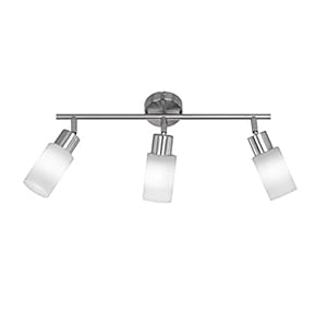 TRIO, Spot, Jones incl. 3 x LED,E14,4,0 Watt,3000K,320 Lm. Verre, Blanc, Corps: metal, Nickel mat L:44,0cm, L:8,0cm, H:18,0cm IP20