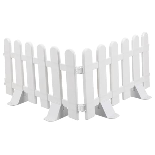 SUPVOX 2 Piezas Vallas de Jardín Blancas de Plástico con Base Reforzada Vallas Decorativas para Césped y Delimitación de Patios Exteriores Resistentes la Intemperie