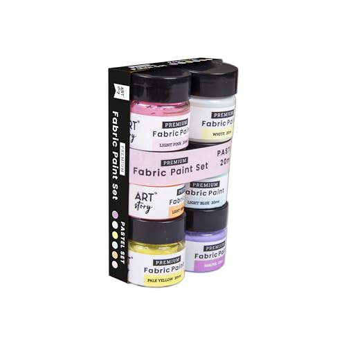Image of Little Birdie Fabric Paint Set Pastel 6 colours X 20ml each | Paint for Fabric, Canvas, Paper, Wood, Furniture, DIY Craft, Home Decor | Multi Surface Paint