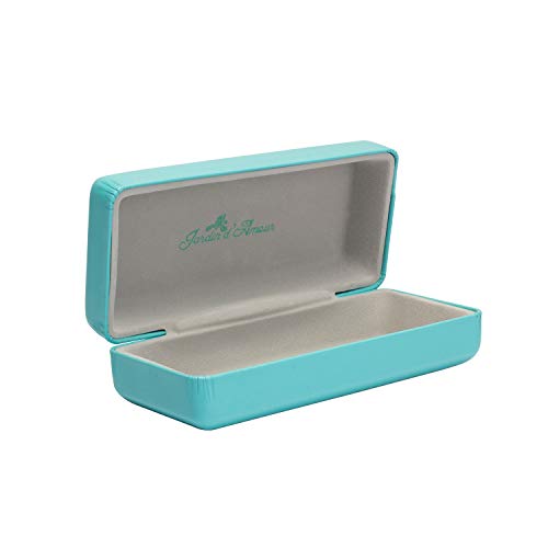 Jardin d'amour Blue Elegant PU Leather Hard Clam-Shell Case for Sunglasses Eyeglasses Case Small Jardin d'amour Blue Elegant PU Leather Hard Clam-Shell Case for Sunglasses Eyeglasses Case Small