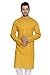 VASTRAMAY Men’s Mustard Cotton Linen Blend Kurta | Mandarin Collar | Elegant Ethnic Wear for Weddings & Festive Celebrations
