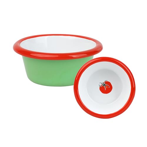 Talking Tables Piccola ciotola smaltata verde fatta a mano con design a pomodoro all'interno, infrangibile e lavabile in lavastoviglie, stoviglie riutilizzabili per sala da pranzo, ciotole per salse