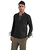 YAOBAOLE Men Henley Shirt Medieval Classic Linen Henley Shirt Men Scottish Ghillie Black L #4