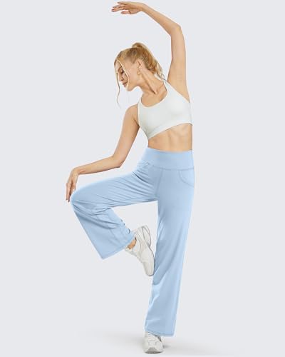 Image of Promover Wide Leg Pants Woman Yoga Pants with Pockets Stretch Loose Casual Lounge Sweatpants Petite /Regular /Tall
