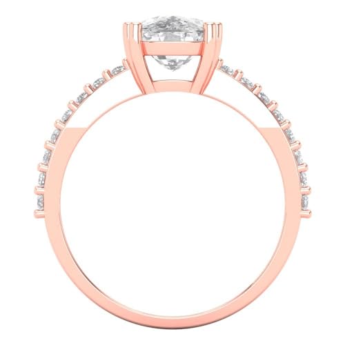 Clara Pucci 3.96 Ct Brilliant Cushion Cut Zircon 14K Rose Gold Solitaire W/Accents Bridal Wedding Anniversary Dainty Designer Ring4