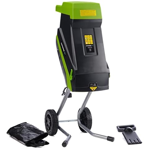 Earthwise Power Tools by ALM GS015 15-Amp Electric Corded Chipper/Shredder with Collection Bag, Green/Black Cover